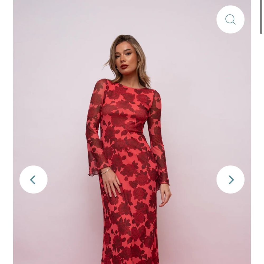 Elegant Red Floral Dress
